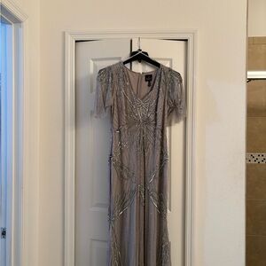 Adrianna Papell Silver Beaded Dress